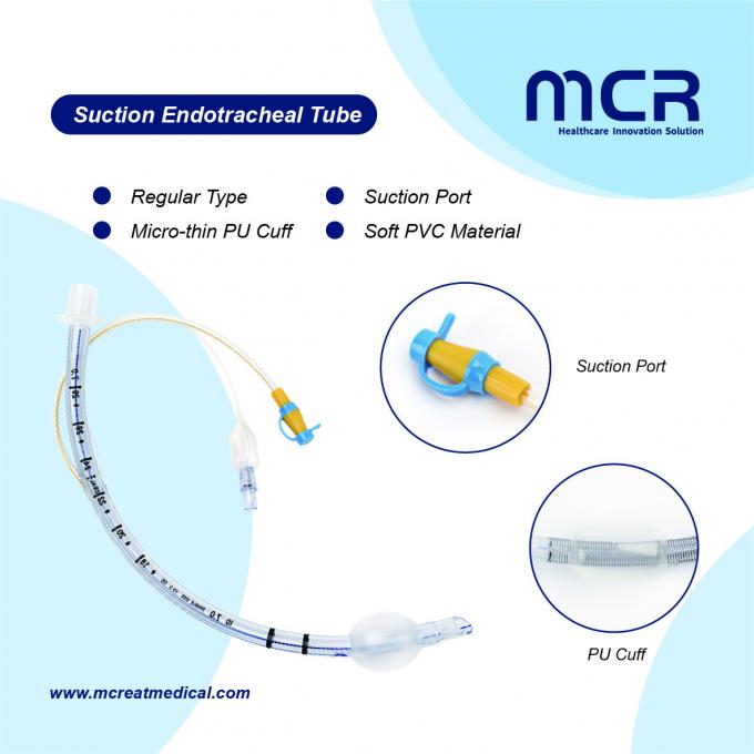 Tubos endotraqueais descartáveis com porta de sucção com micro-manchas de PU finas 0